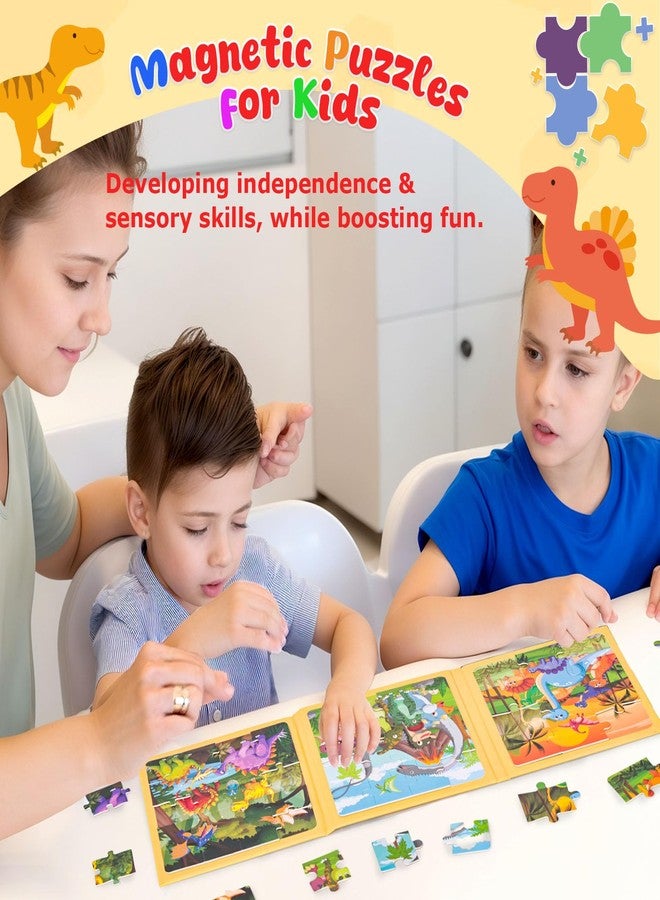 LovesTown Magnetic Puzzles Book for Toddlers, Educational Learning Toys, Dinosaur 48 Piece Travel Activity Set - Image 2